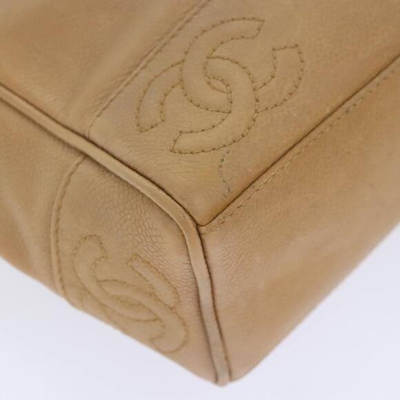 CHANEL Chain Shoulder Bag Caviar Skin Beige Gold CC - Picture 14 of 16